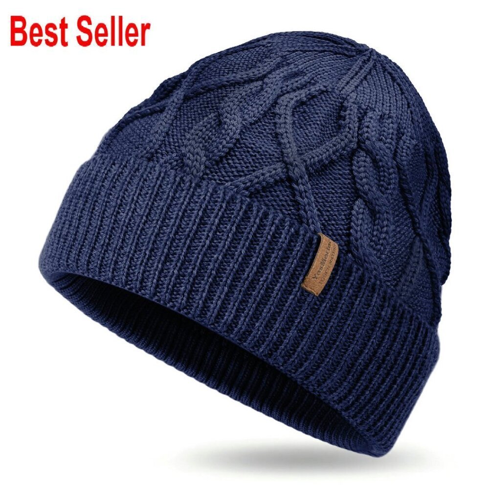 Merino Wool Beanie Knit Cuffed Winter Hat Lightweight Warm Unisex Classic